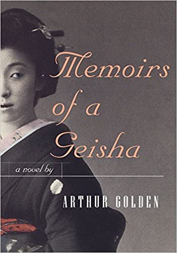 A geisha on the cover of memoirs of a geisha, book.