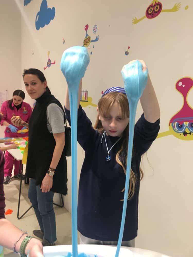 Getting hands slimy at the sloomoo institute