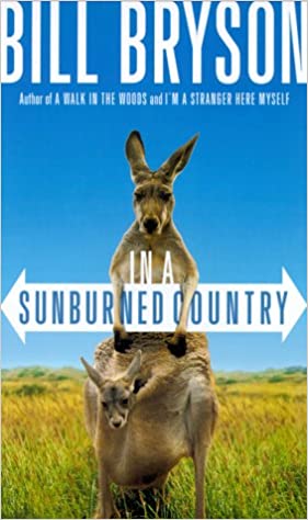a kangaroo and her joey on the cover of in a sunburnt country.
