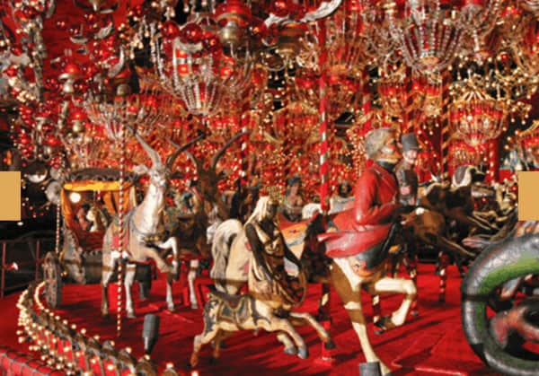 The utterly unique and fantastic indoor carousel at house of the rock in wisconsin.