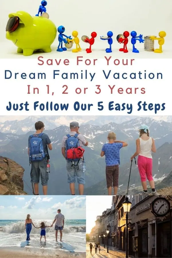 Save For Your Dream Vacation In 5 Easy Steps here are 5 easy steps your family can take together to save for your dream vacation in 1, 2 or 3 years. plus a printable worksheet to get you started. #dream #vacation #planning #budget #saving #printable #worksheet