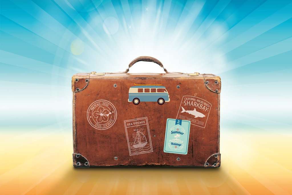 A suitcase in bright light