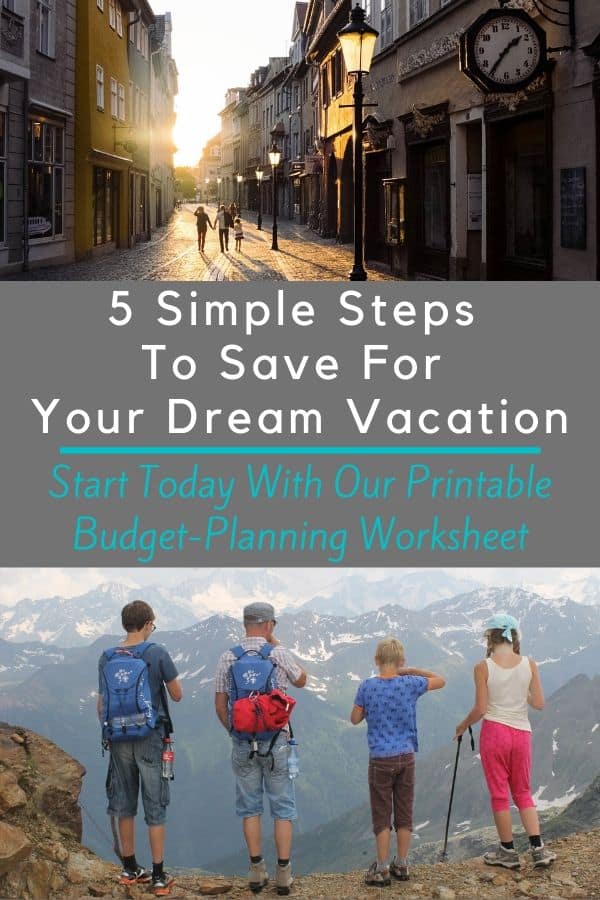 In 5 easy steps we help your family decide on a dream vacation, figure out the cost and make a plan to save month-by-month to pay for it. #planning #howtosave #budget #vacation #bucketlist #family