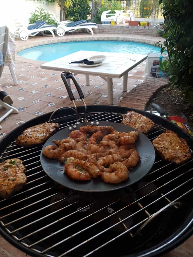 Prawns pil pil on the grill