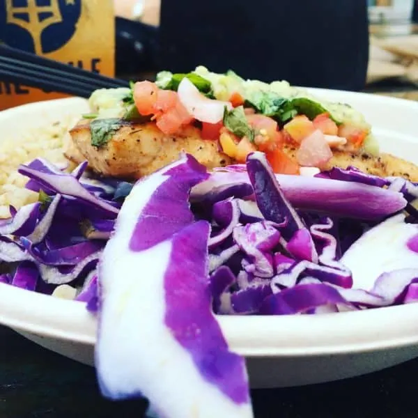 a fish taco bowl at the gulf fish shack in orange beach.