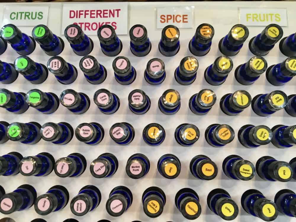 Some of the essential oils customers use to make bath products at high cotton