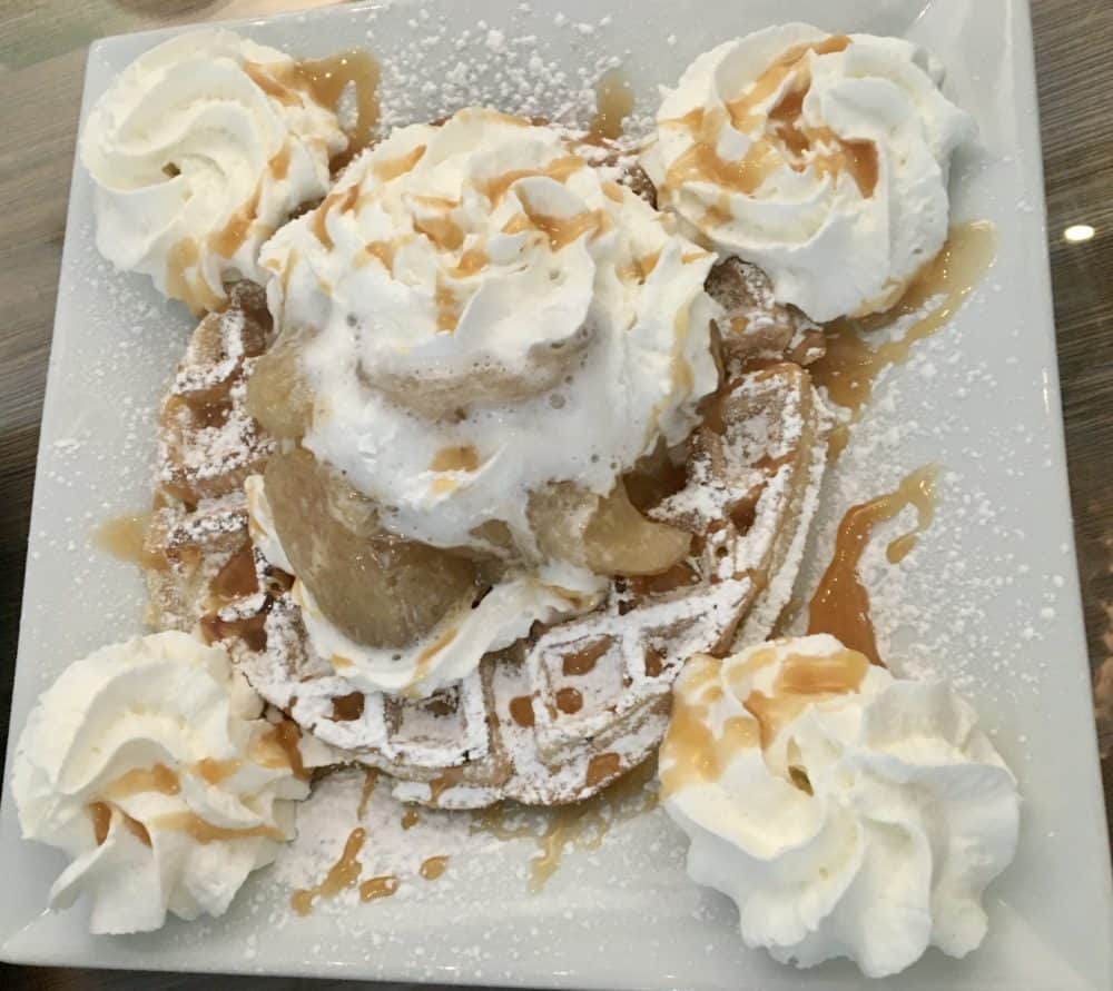 The bananas foster waffle special at southern grind.
