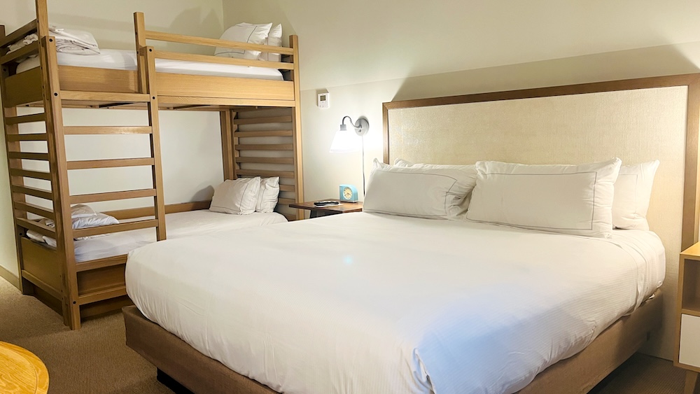 The lodge at gult state park offers family rooms with bunk beds and other amenities parents appreciate.