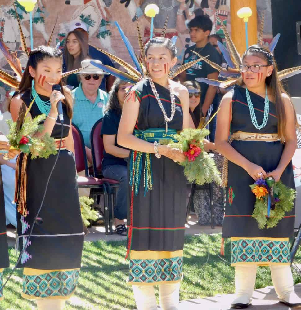 High school girls introducing themselves after a dance demonstration a the pueblo cultural center in albuquerque