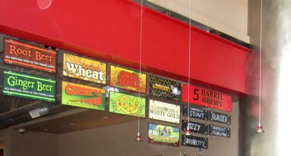 11 Awesome Finger Lakes Activities With Kids Ithaca tap room has hand-crafted sodas as well as great beer. Their menu is a collection of signs.