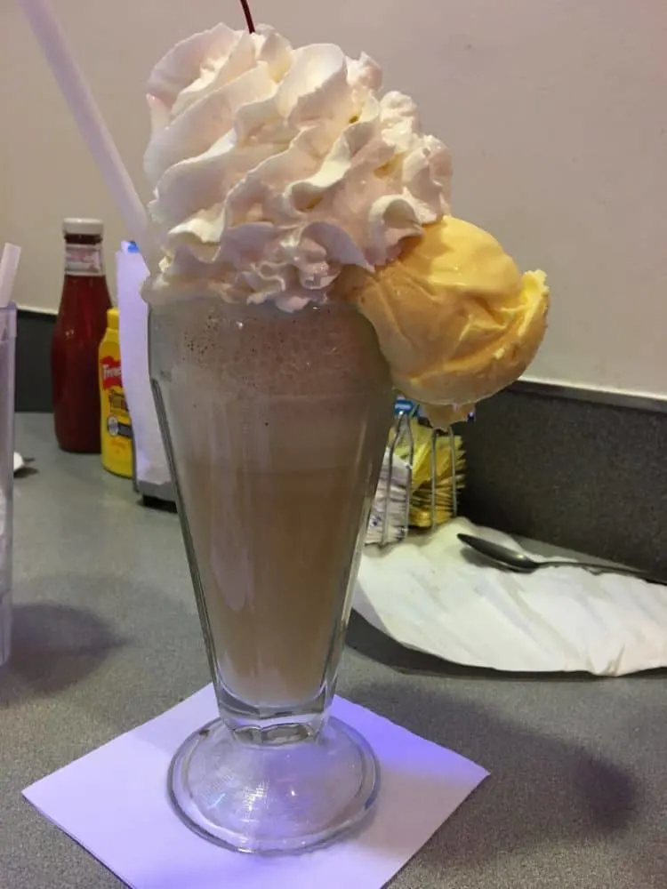 cream soda with vanilla ice cream, a classic float at the route 66 diner in albuquerque.