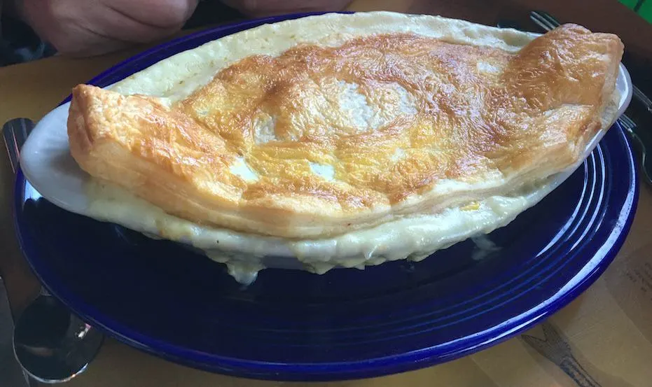 hot, bubbly chicken pot pie at the blue mingo in cooperstown.