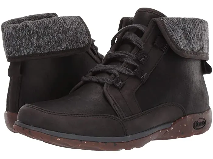 black chaco barbary boots will keep your feet warm, dry and comfortable deep into fall. fold the cuff up or down, depending on how warm you need to be. 