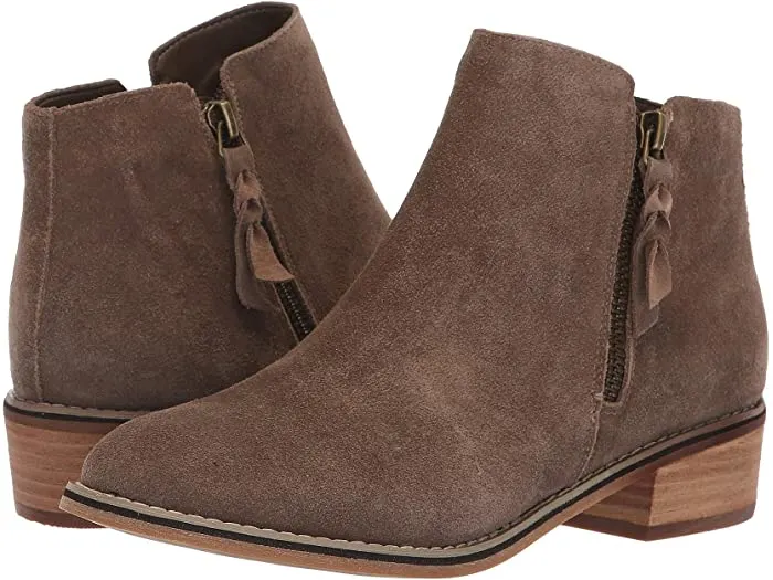 12 Women's Fall Boots You'll Love liam waterproof ankle boots by blondo come im soft taupe suede with wooden heels and a side zipper.