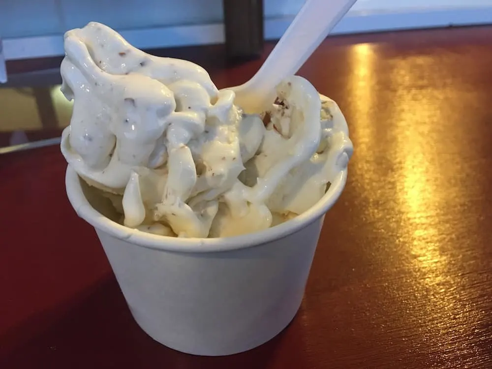 vanilla-toasted-coconut ice cream at cooper's barn, where you choose your mix-ins.