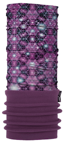 Buff junior gaiters have colors and patterns tweens and teens will like, like this purple kaleidoscope one.