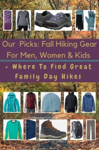 our picks for great fall hiking shoes, pants, shirts, jackets and accessories for men, women & kids, plus, top family hiking trails. #hiking #fall #shoes #pants #clothes #accessories #family #outdoors #style