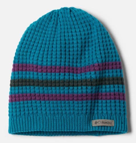 this beanie hat from columbia is the right weight for outdoor fun in the fall and comes in 3 colors.
