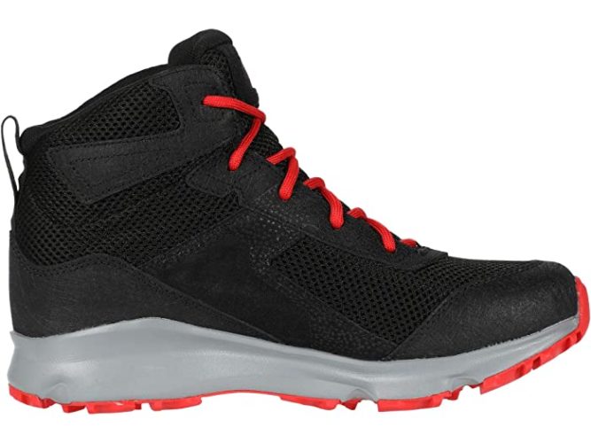 the hedgehog hiking boot from northface performs like a hiking boot but looks like a high-top sneaker. this one has bright orange laces.