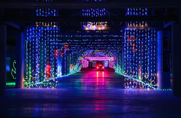 The last vegas speedway lets families drive through a wilderness of holiday lights in november and december.