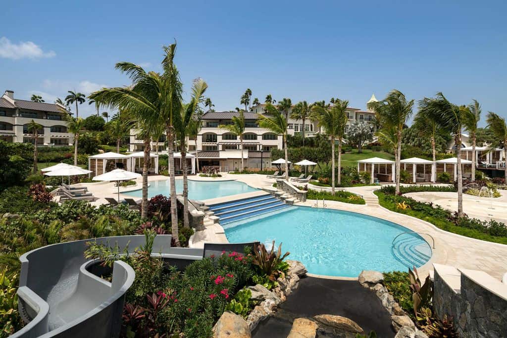 one of several new pools at the ritz carlton on st. thomas, usvi. this one has a slide. 