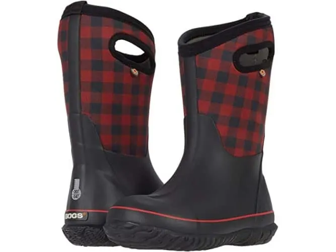 bogs are easy for kids to pull on, come in fun colors and patterns and will keep feet 100% dry in winter.