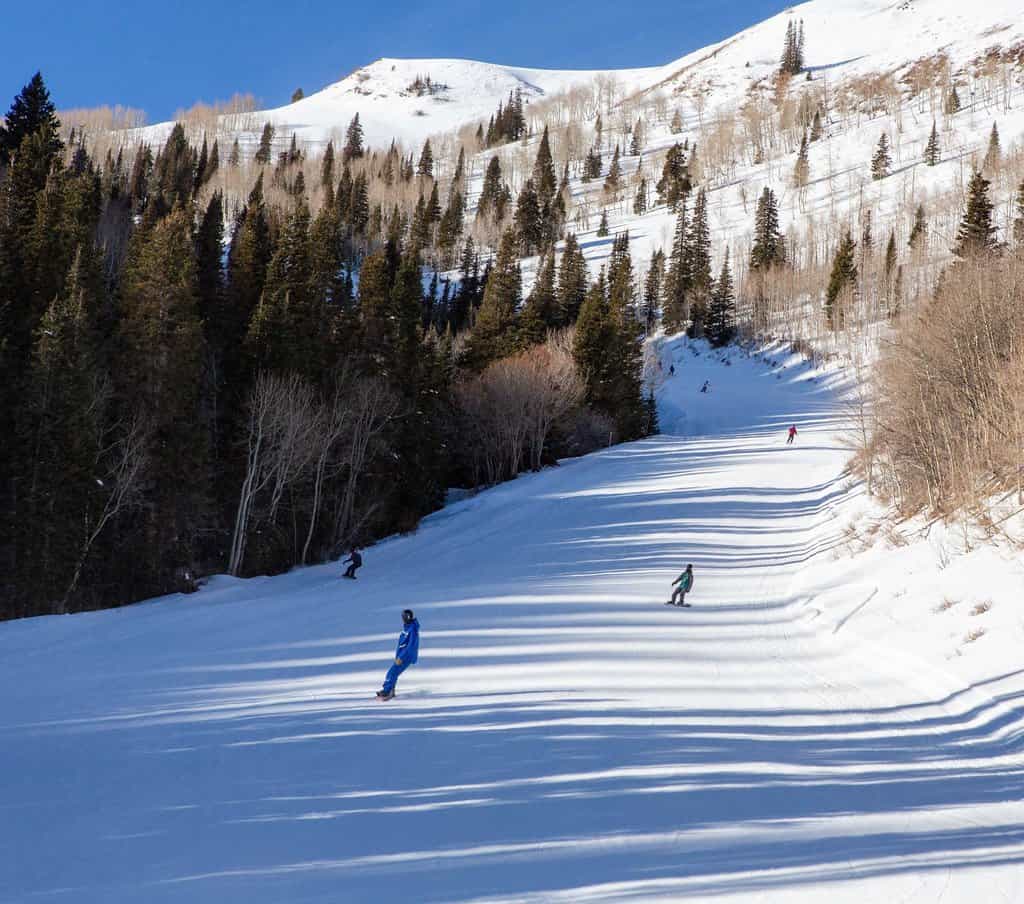 Parkcity's ski slopes are long and wide, giving skies and snowboarders plenty of space.