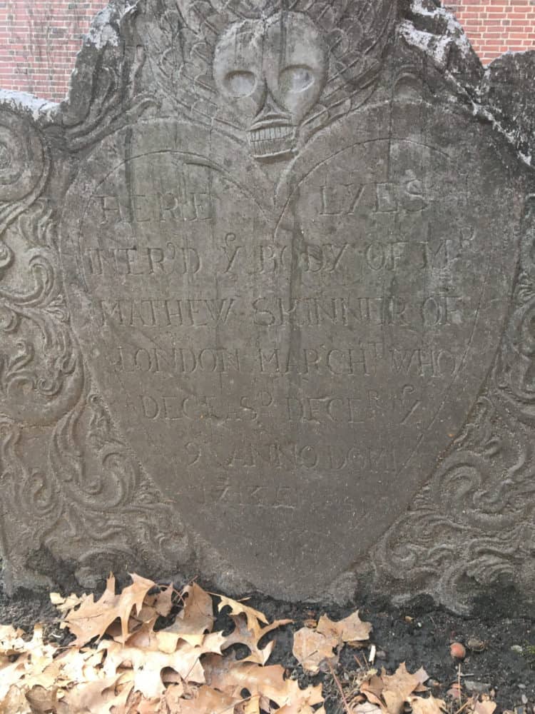 One of the more haunting grave marrkers in the granary burial ground in boston
