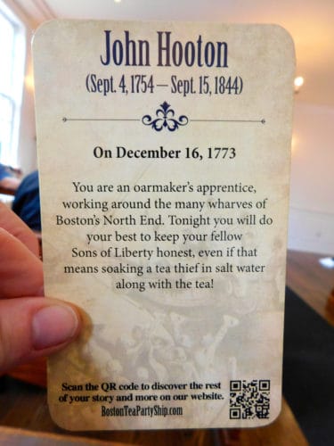 The profile of one of the citizens who participated in the boston tea party