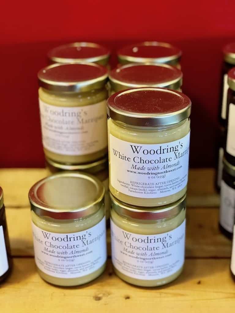 White chocolate and marzipan spread from woodring's in the pike place market