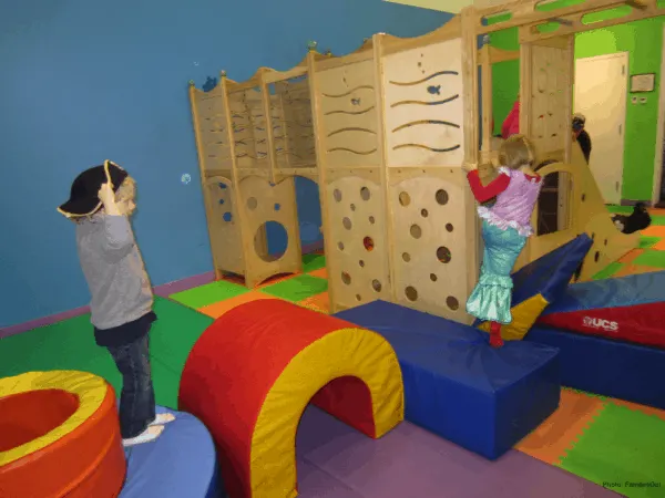 the childrens museum in the hamptons has colorful and large indoor play spaces.