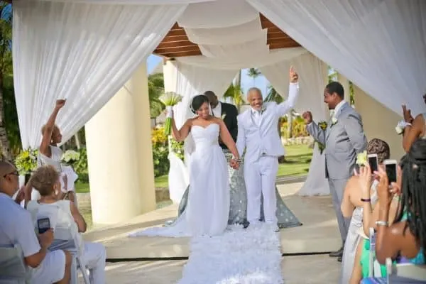 a destination wedding at a caribbean resort might be followed by a familymoon if it's a second marriage.