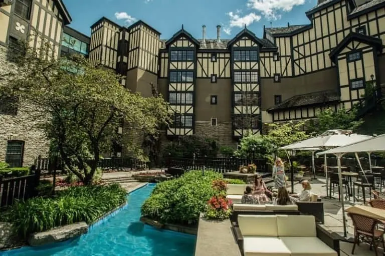 10 Romantic Getaways By Real Parents The landsacped pool and patio a thte old mill hotel in toronto is ideal for some couple time.