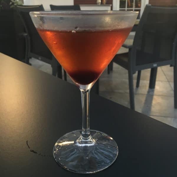 a maple manhattan is one of the signature cocktails at the whip in downtown stowe. 