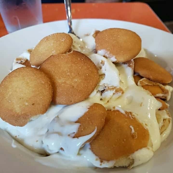 At amy ruth's in harlem you can have southern style banana pudding with vanilla wafers for dessert.