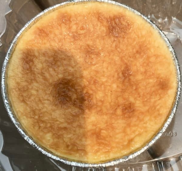 coconut flan has a secret river of caramel hiding on the bottom. flip it over to see.
