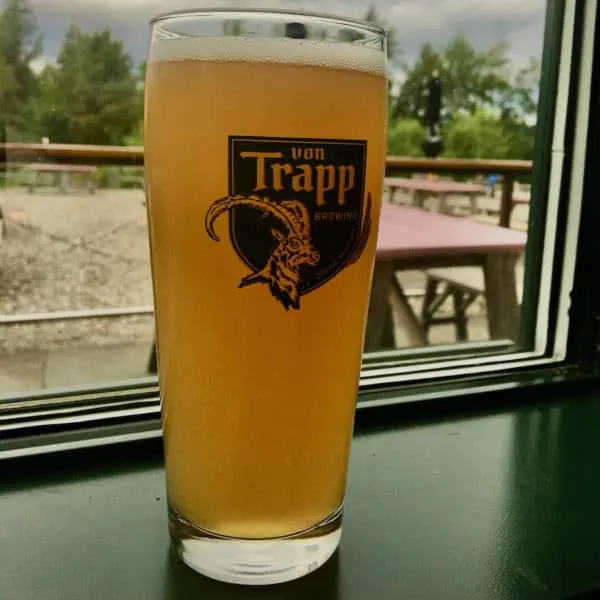 a radler, which is a mix of beer and grapefruit in this instance, from the von trapp brewery in stowe.