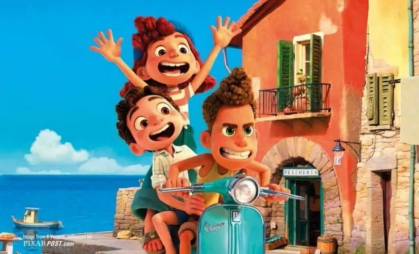 3 kids ride a vespa through a seaside italian town in lucca, is a disney movie that introduces kids to scenic italy. 