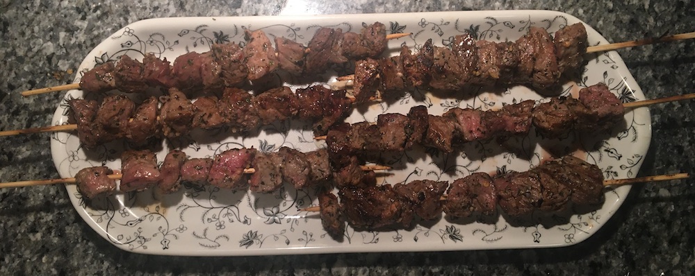 finished beef skewers for a night of italian cicchetti
