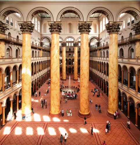 The national buidling museum's towering main hall with its arches and marble columns is impressive and no doubt a good place for ghosts to lurk.