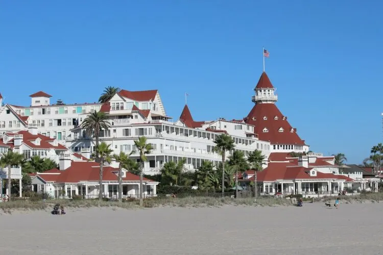 the red-roofed hotel del coronado offers a retro resort experience and enormous beachfront.