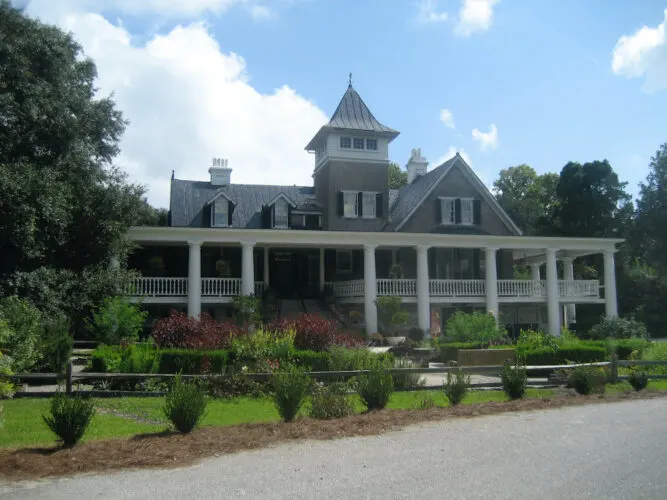 magnolia house is the centerpiece of a large plantation tourists can visit outside of charleston