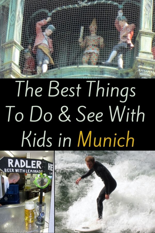 Munich, germany has many things to do and eat that will please kids and parents on a family vacation. Here are 8 sights, activities and places to eat the i think you shouldn't miss, including the glockenspiel, biergartens and surfing in the englisher garten.