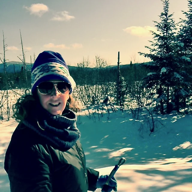 the author cross-country skiing along marshmallow run at cascade nordic ski center.