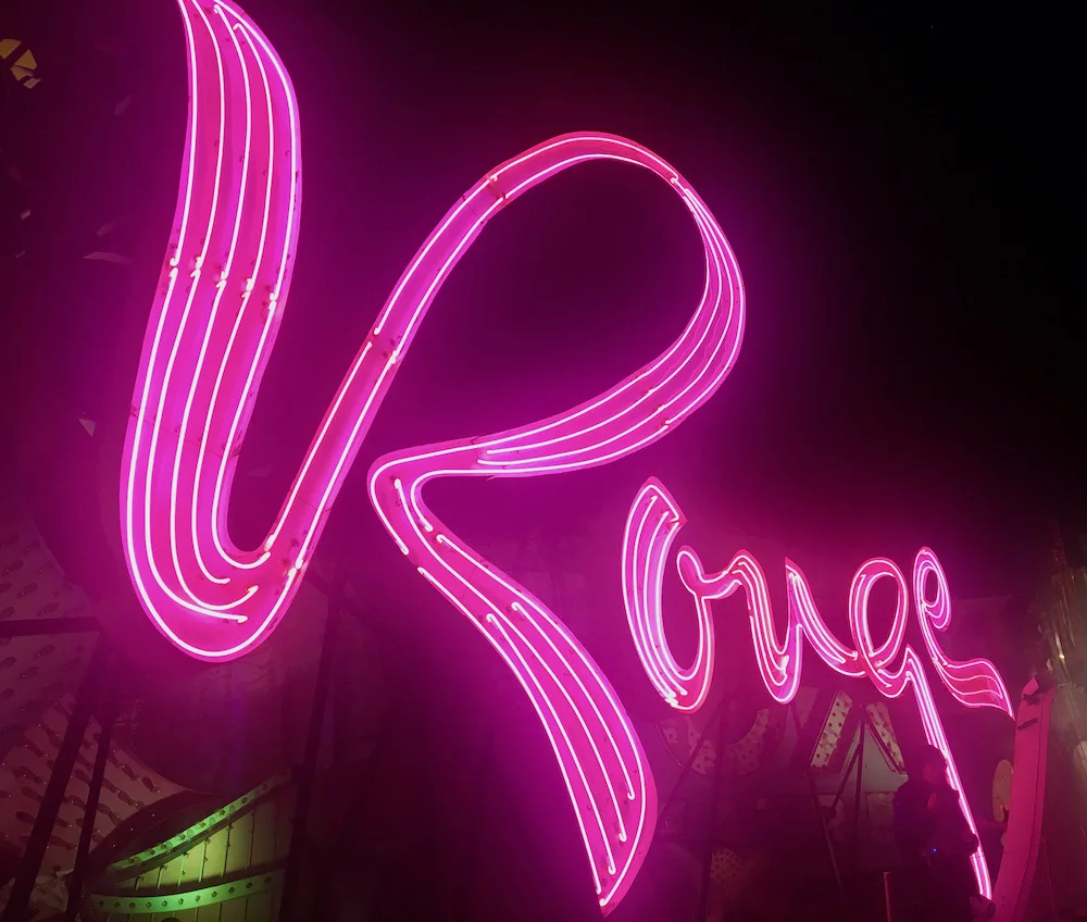 the rouge sign at the neon museum