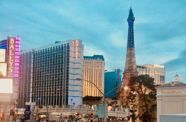 The las vegas strip, skyline seen here with the eiffel tower to the left, has more than you might expect to entertain teens.