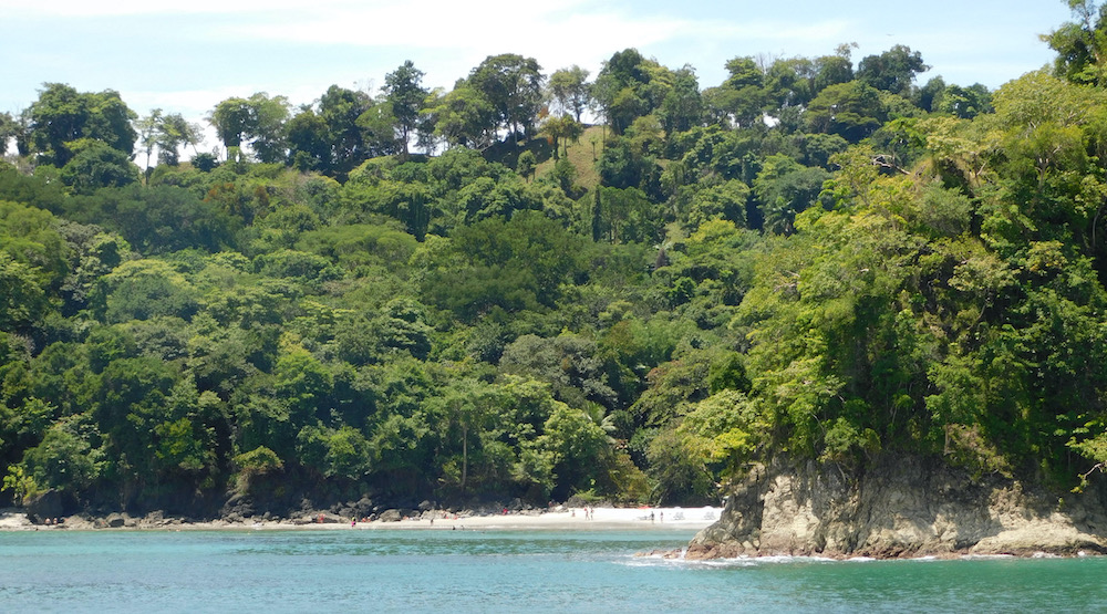 Playa biesanz is a calm beach cove at the end of a short forested trail that you can access for costa rica's parador resort