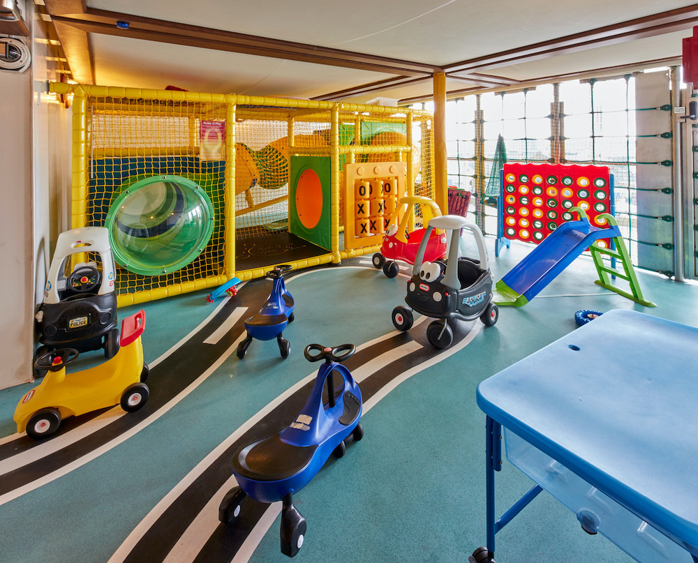 cunard ships have colorful kids zones with play structures and tables for games and crafts