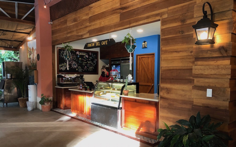 the rincon del café at hacienda guachipelin's pool has a serious italian coffee machine, a case of tempting baked goods and good frozen cocktails.