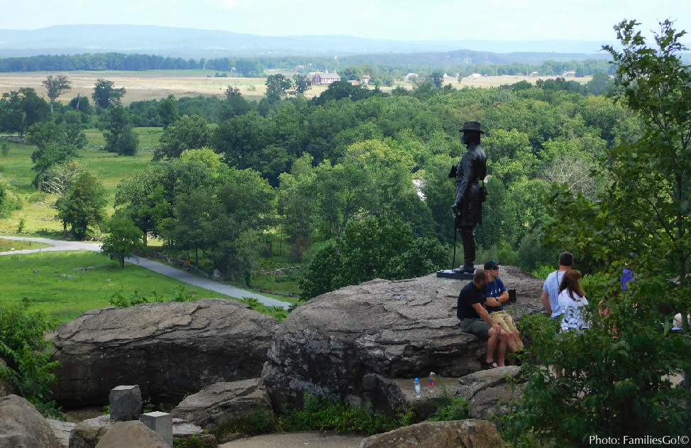 the gettysburg battle field has lovely scenery and some nice vistas, especially from little big top, a key location for the union army. the town is a prime destination for an educational vacation.